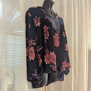 224. Bila Pink and Blue Boxy Long Sleeve Blouse